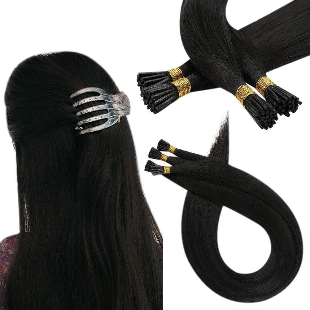 I Tip Hair Extensions Virgin Hair Bundles Off Black Human Hair 1B