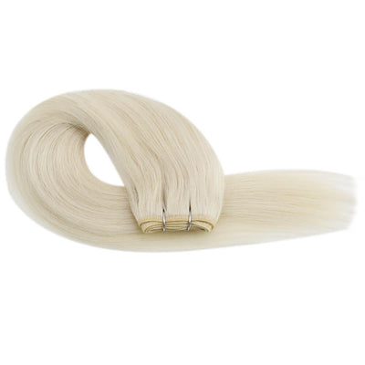 Sew in Hair Extensions White Blonde Virgin Hair Weft Bundles Weave Real Human Hair For Women #60