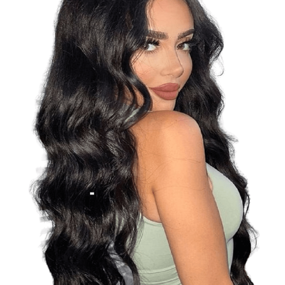 Virgin Weft Hair Extension Invisible Injected Flat Weft With Hole Jet Black #1