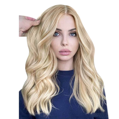 [US Only][Half Price][150% High Density Upgrade] Clip in Large Hair Topper Hand Made Straight Hair Highlights Color without Bang (#18/613)