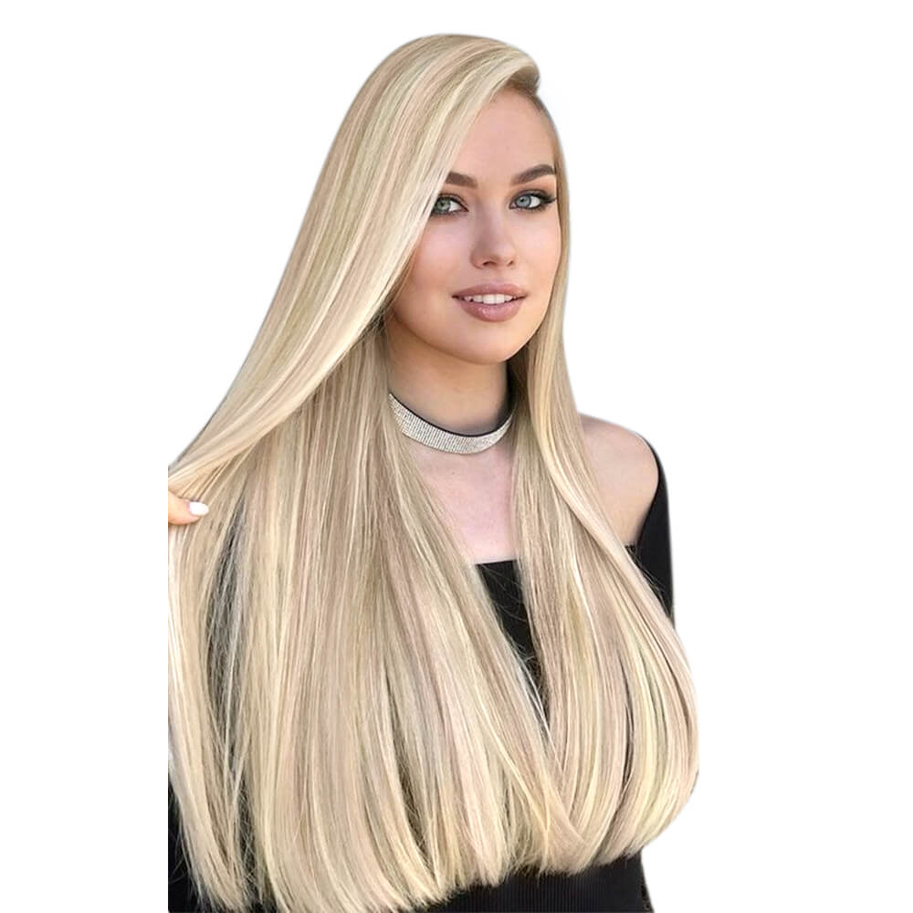 Vivien Virgin Clip in Medium Hair Toppers Crown and Front Hairline Hairpieces Without Bangs (#18/613)