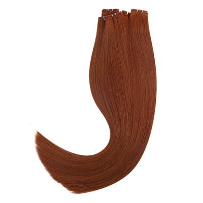 Invisible Human Hair Bundle Vivien 100% Virgin Genius Weft Extensions Reddish Brown #33