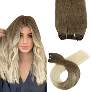 Sew in Extensions Real Hair Bundles Virgin Human Hair Weft Balayage Ash Blonde with Platinum Blonde  #BA8/60