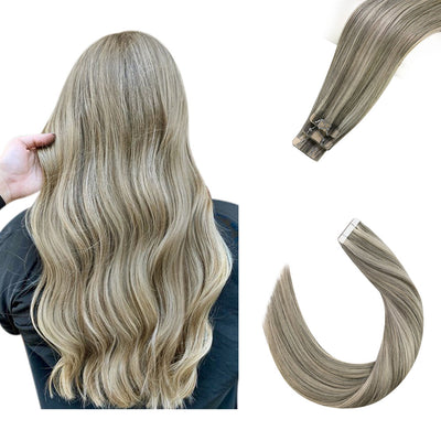 Tape in Hair Extensions Balayage Real Human Virgin Hair Extensions#1CC/80/60