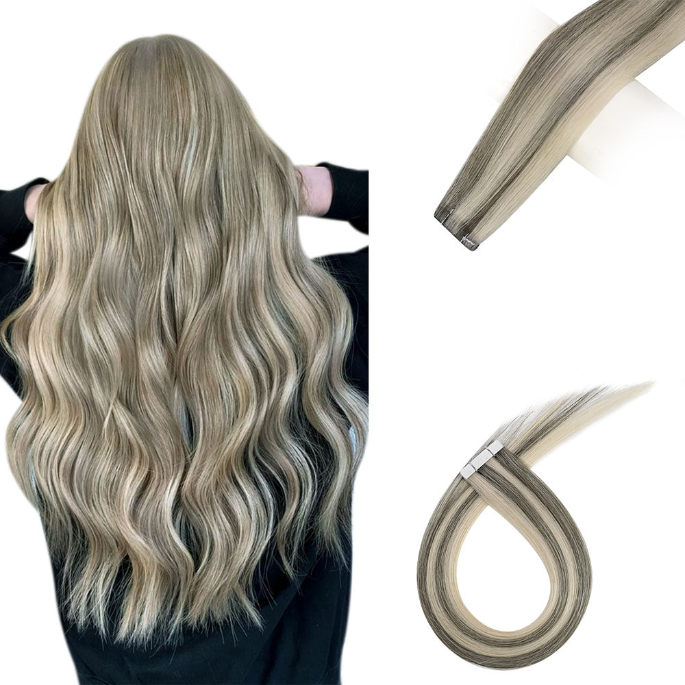 Invisible Injection Tape in Hair Extensions 100% Real Human Hair for Women #1CC/80/60