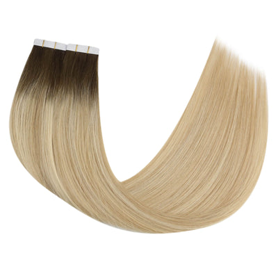 Balayage Color Real Human Virgin Hair Extensions Tape in Hair #2/18/22