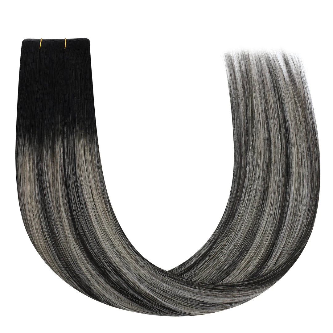 close up of seamless hair weft
