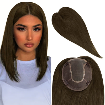 Natural cool brown topper for crown coverage
