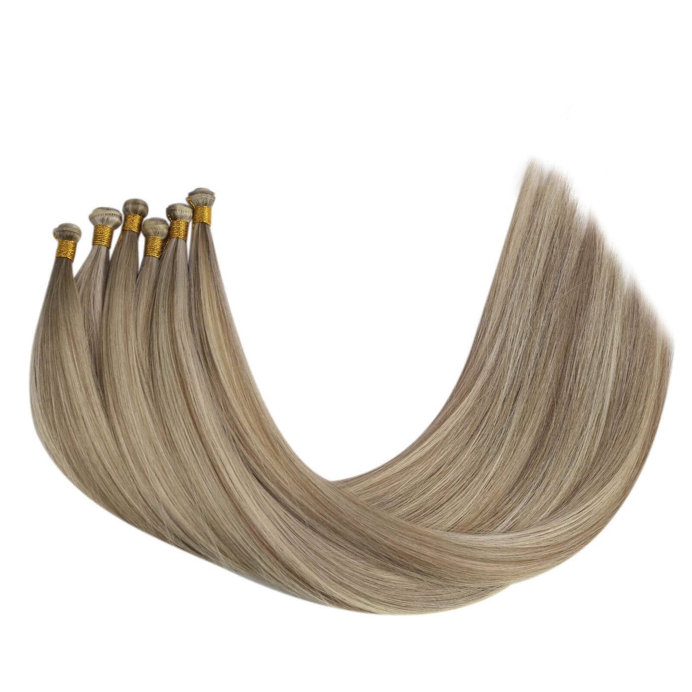 Genius Weft Human Hair Weft Vivien Virgin Bundles Light Brown Highlight Platinum Blonde #P8/60