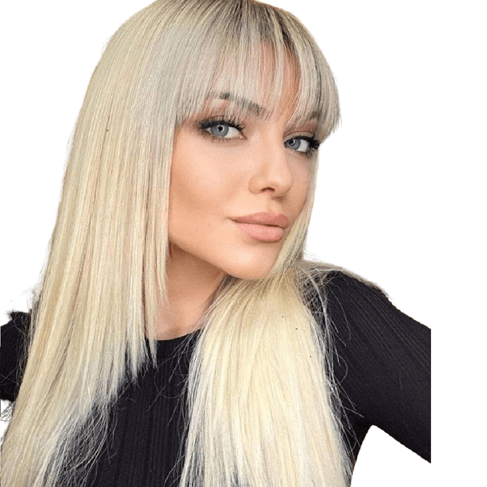Virgin Weft Hair Extension Invisible Injected Flat Weft With Hole Platinum Blonde#60