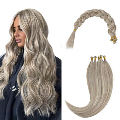 [virgin+]Vivien virgin+ Weft of Hair Weave Natural Hair Genius Weft Extensions Grey Highlight Blonde #P19/60