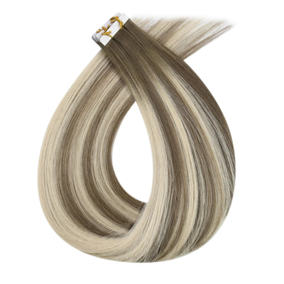 [BUY 2 GET 1]Tape in Hair Extensions Seamless Injection Tape In Hair Balayage Hair #7/7/ICY