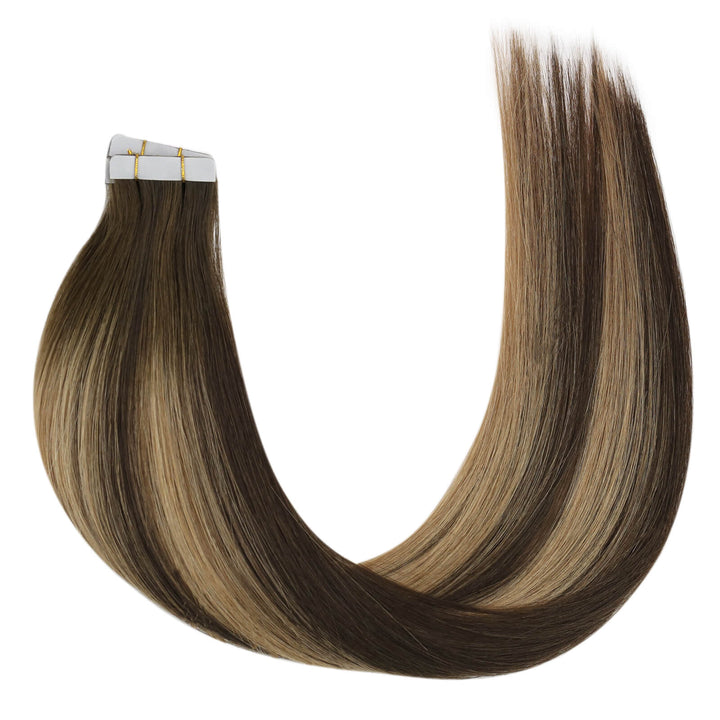Vivien Virgin Injection Tape in Hair Natural Balayage Color Silky Straight
