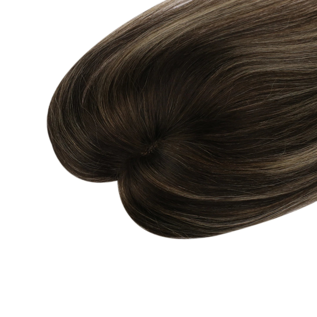 Remy Medium Hair Topper Hairpieces without Bangs Breathable Hair Topper Shine Hair (
