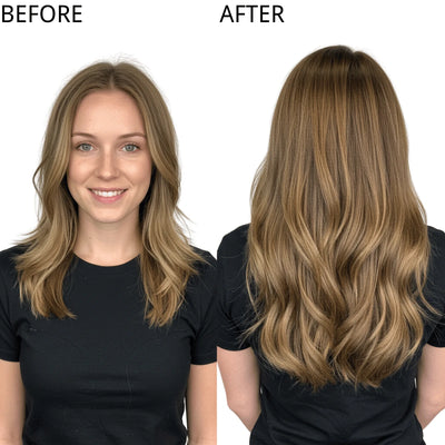 High-quality Virgin Genius Weft hair extensions-made with 100% virgin human hair for a natural look.