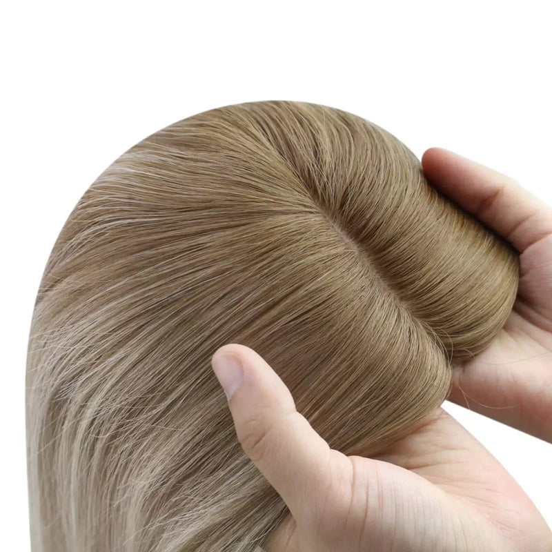 Balayage style virgin fishnet hair topper