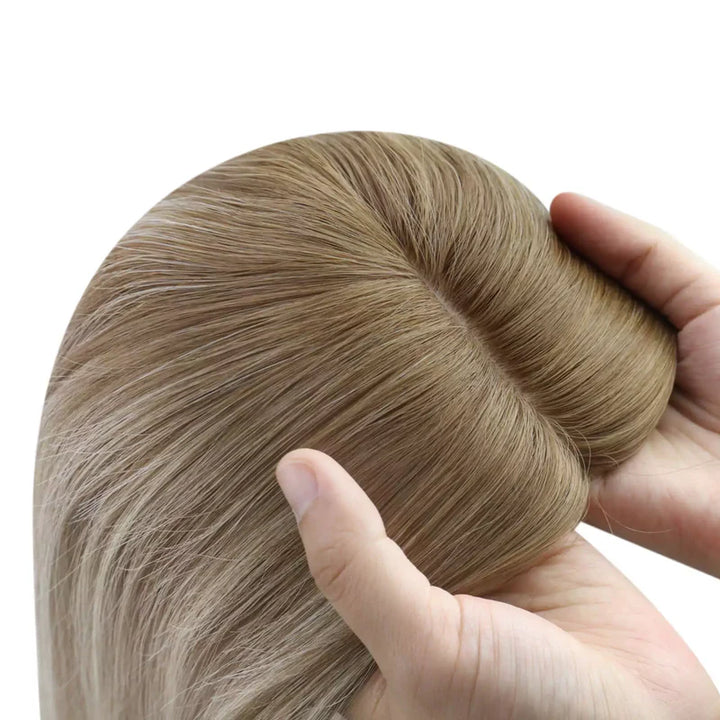 Balayage style virgin fishnet hair topper