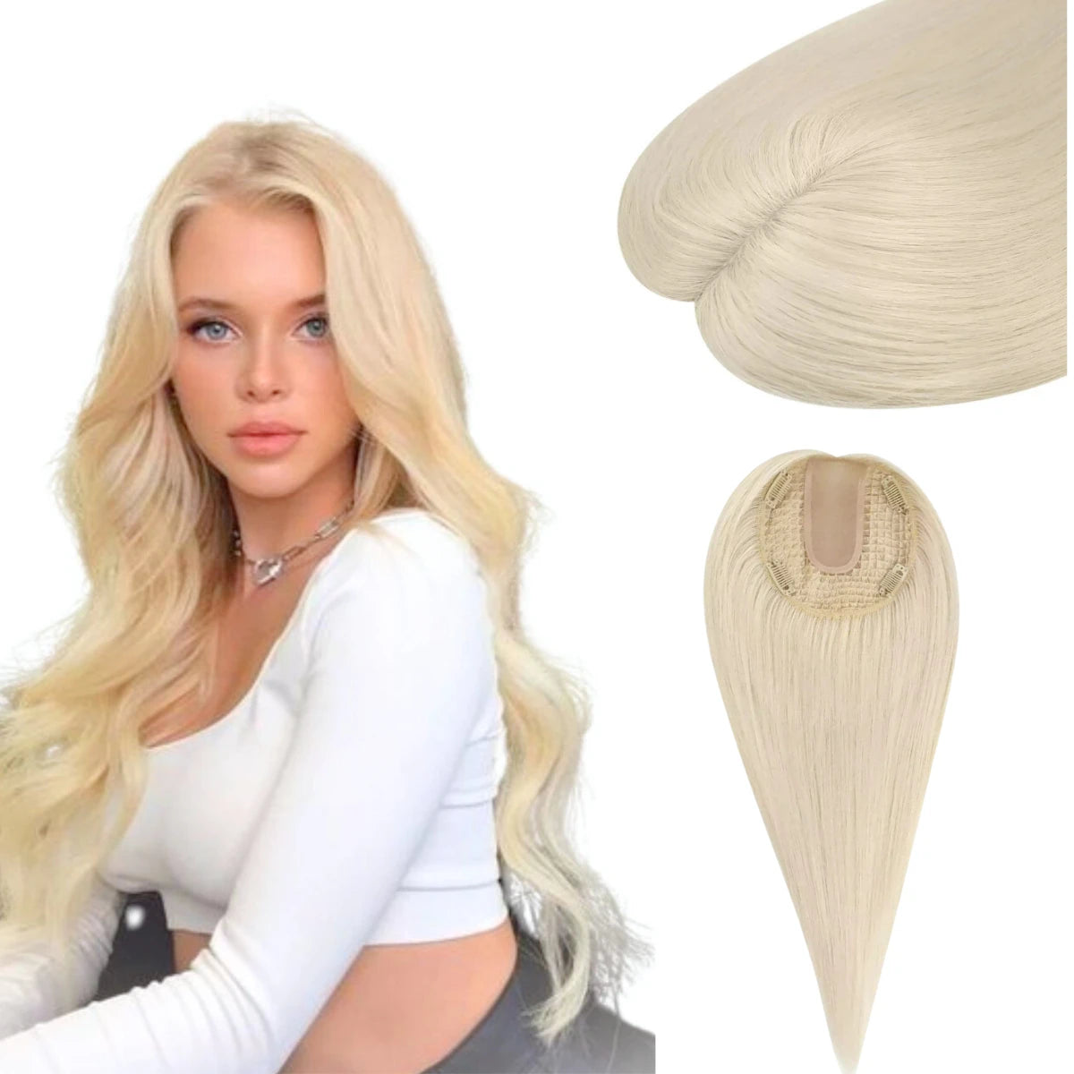 Vivien 6x6 Virgin Human Hair Fishnet Topper Invisible Crown Coverage ...