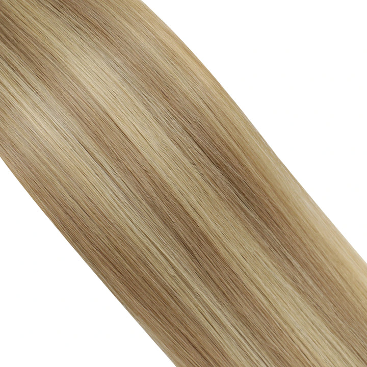 Seamless balayage butterfly wefts providing a flawless, natural-looking hair transformation.