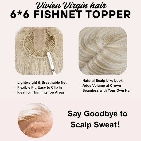 1005 real human hair fishnet hair topper