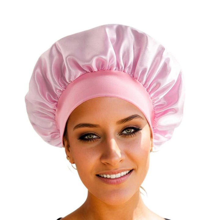 Faux silk hair wrap that covers hair to prevent tangles and breakage.