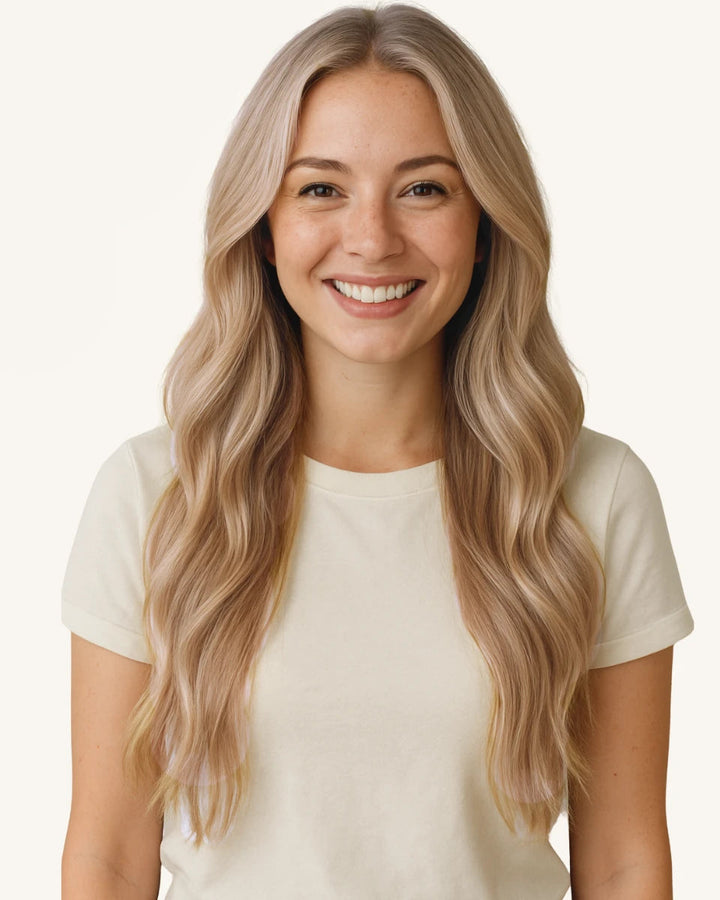 Comfortable and lightweight clip-in extensions designed for thick hair, offering full coverage