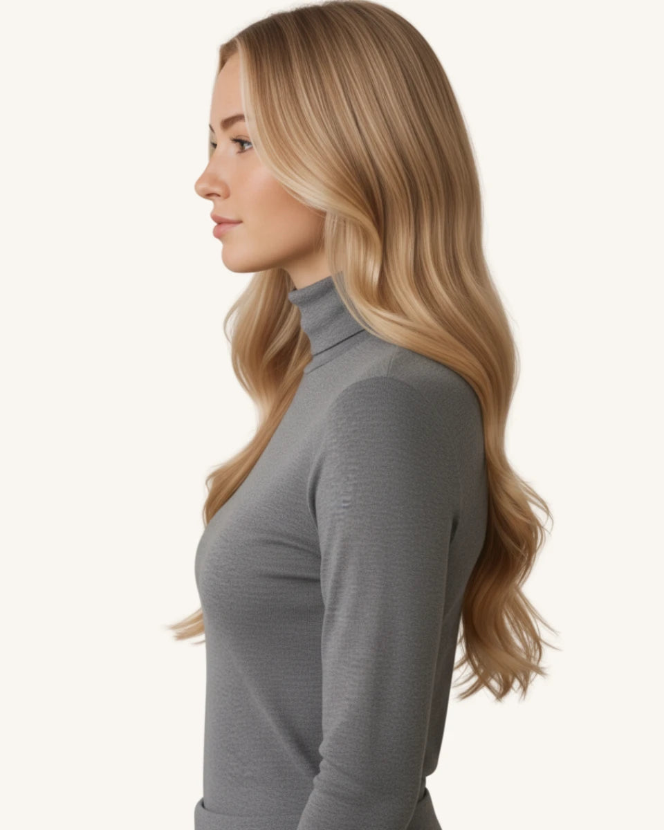 Add volume and thickness to your everyday hairstyle with Seamless Clip-In Extensions.