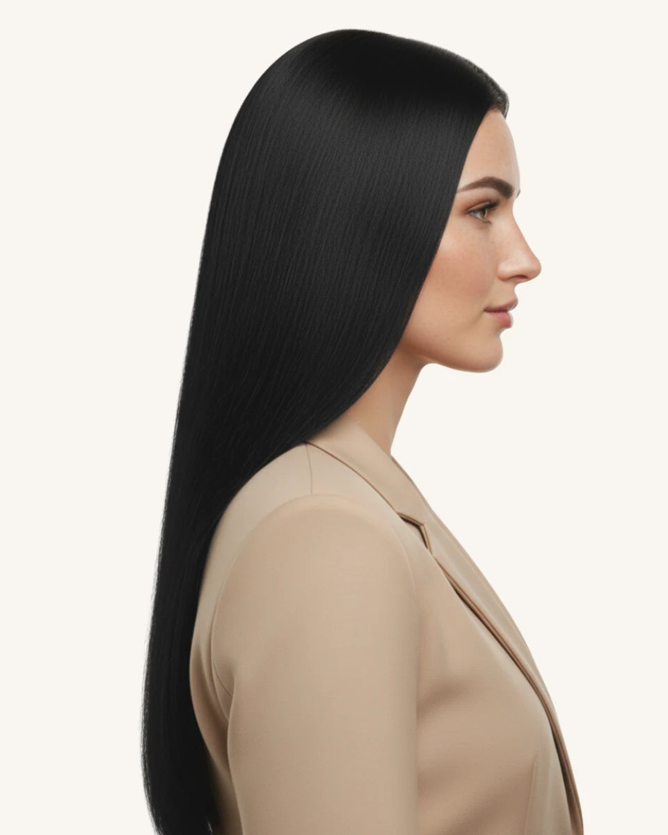 Comfortable and lightweight clip-in extensions designed for thick hair, offering full coverage.