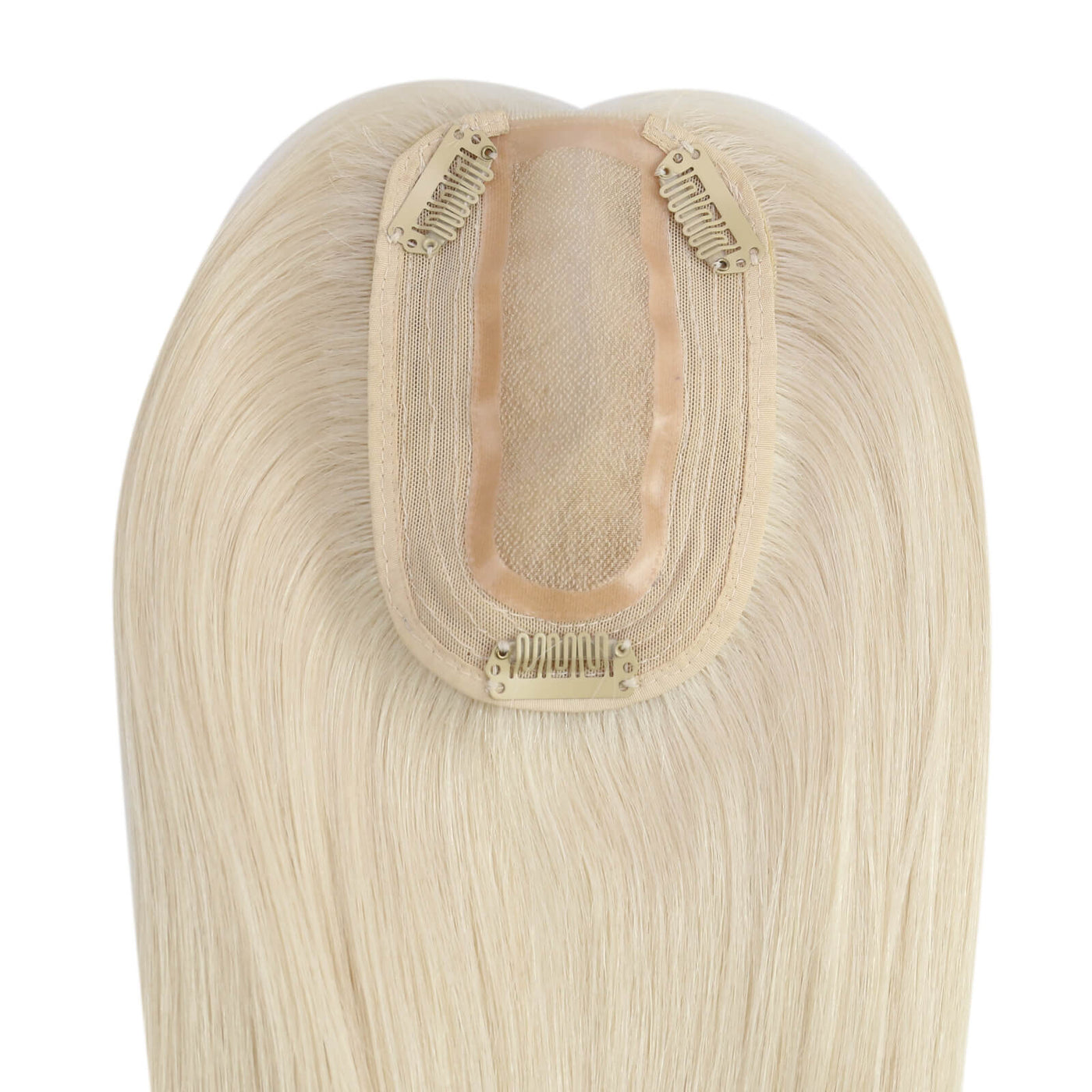 Crown coverage blonde hairpiece with silk top