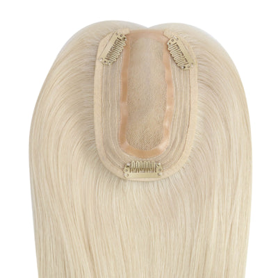 Crown coverage blonde hairpiece with silk top