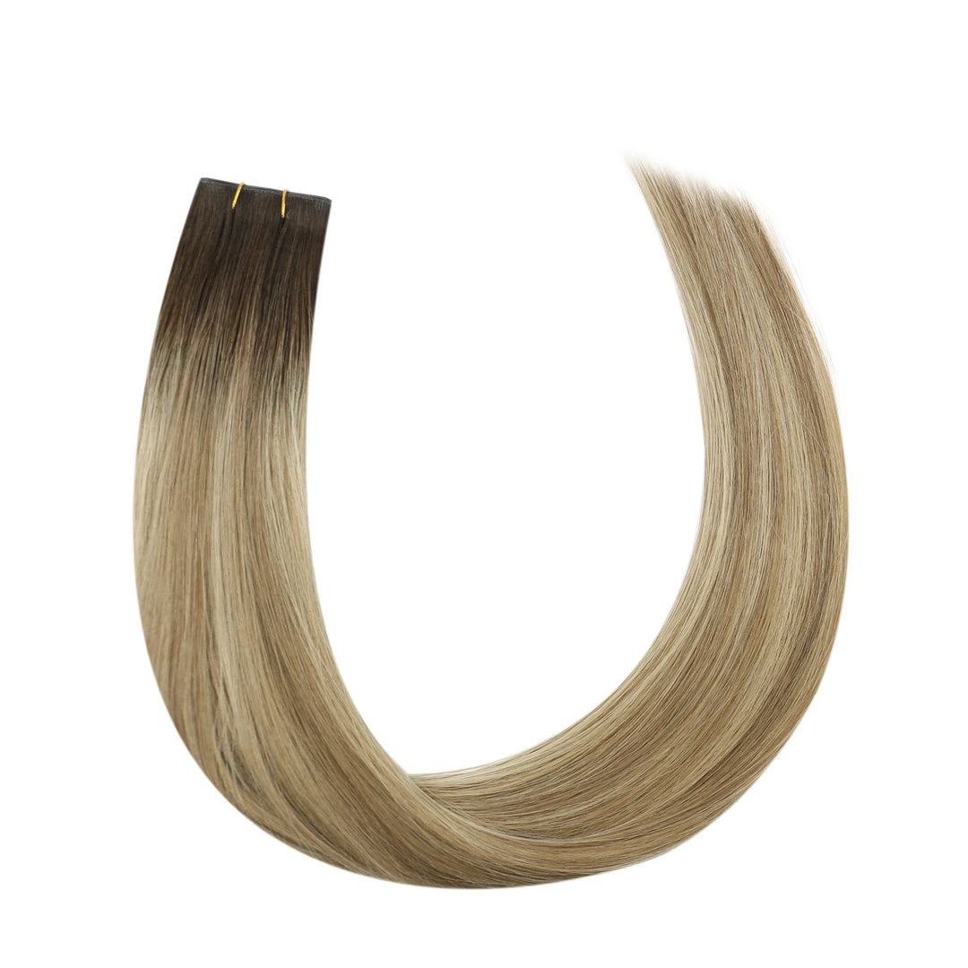 Balayage brown to blonde hair weft