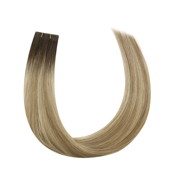 Balayage brown to blonde hair weft