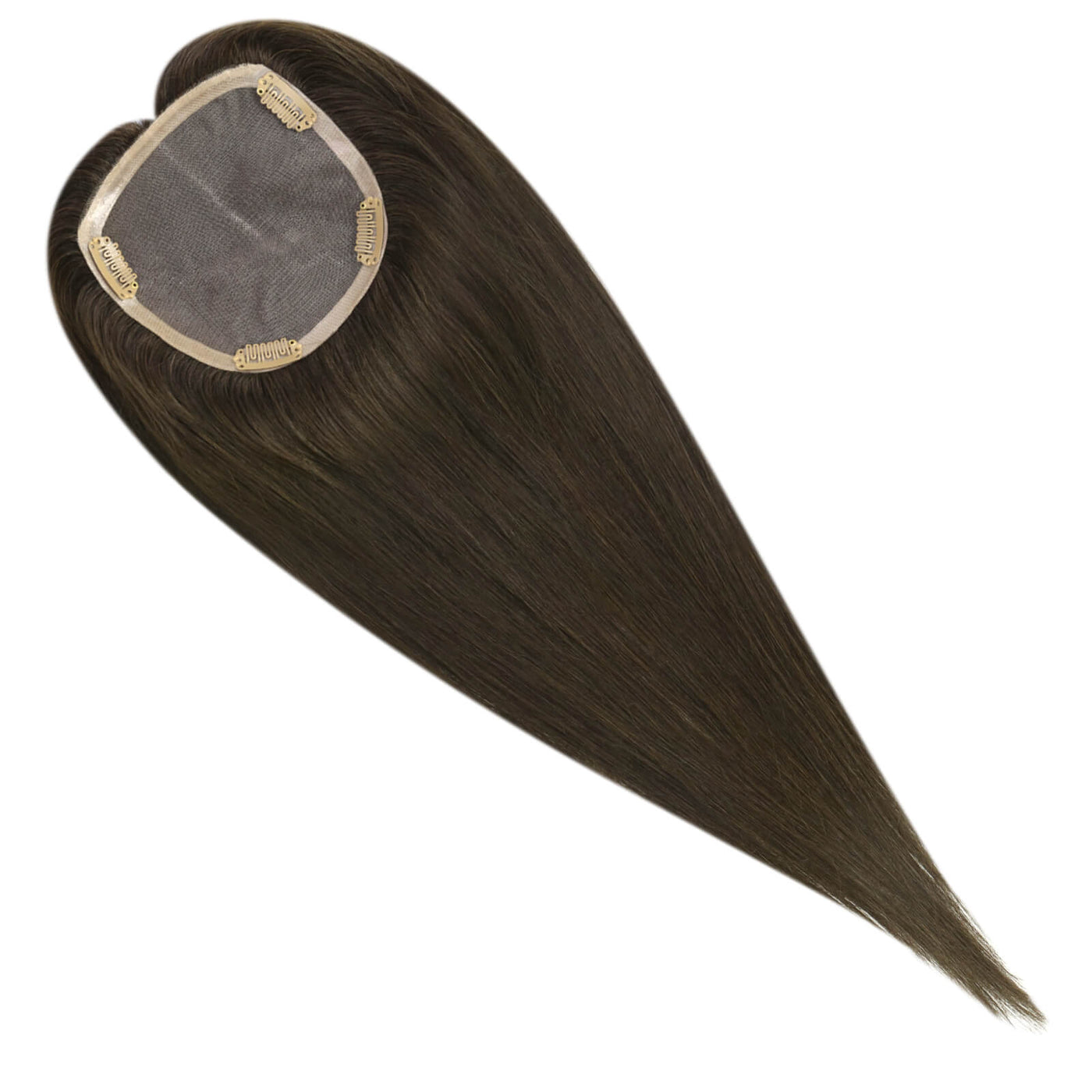 clip in medium hair topper Dark brown hair