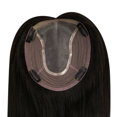 hair topper off black mono base