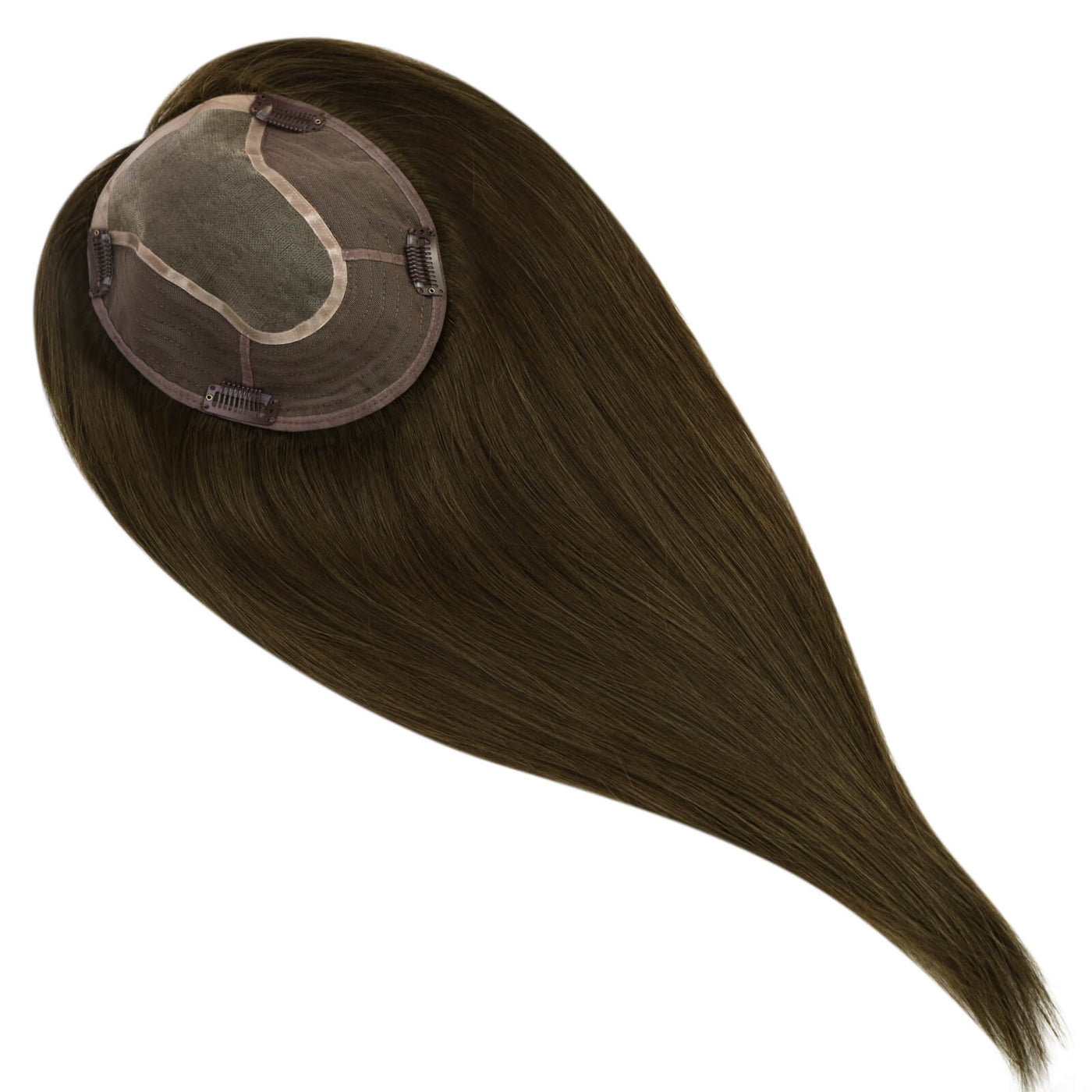 clip on hair topper-Unique shade virgin topper in muted brown