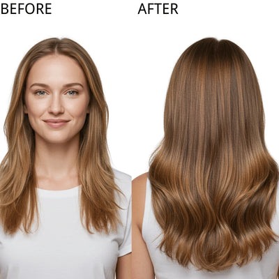 How fusion hair extensions add length and volume – before vs. after comparison.
