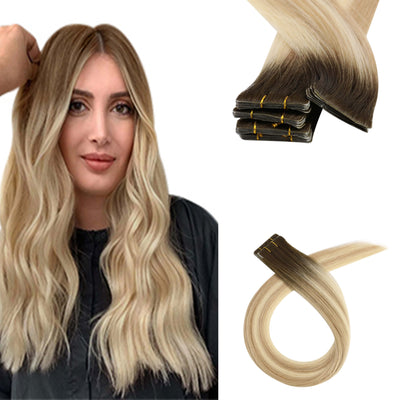 Invisible Injection Tape in Hair Extensions Balayage Color 100% Real Human Hair for Women #2/18/22