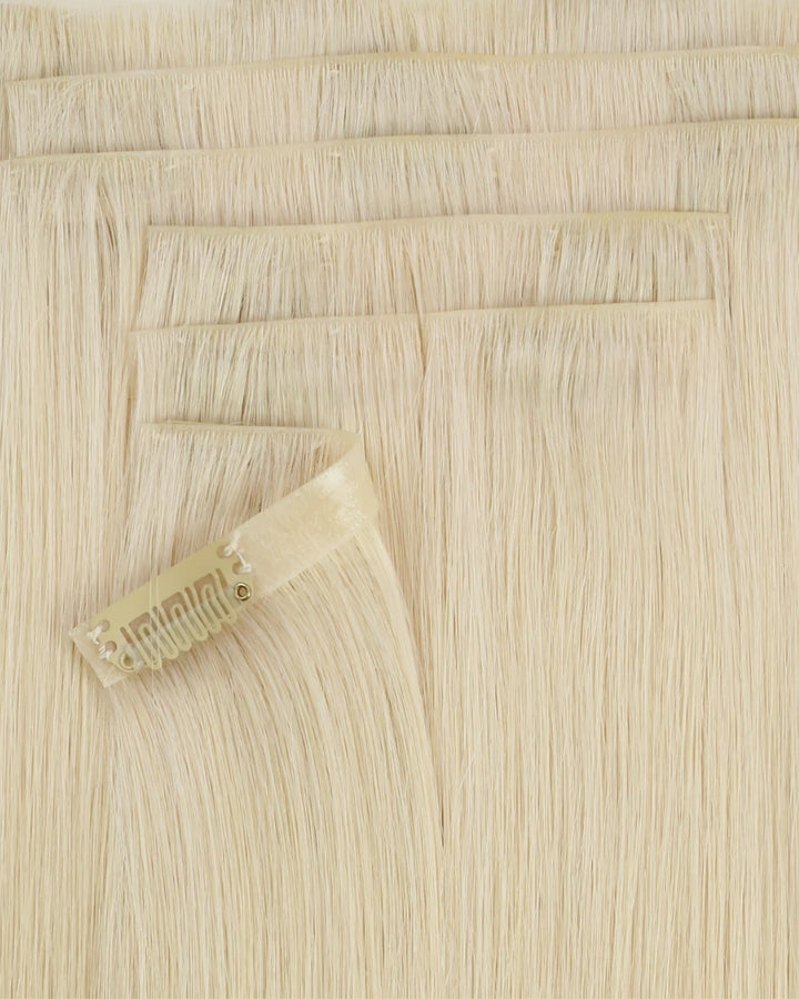 Injection Clip-Ins – Invisible PU Base, 7PCS Human Hair Extensions for Thin or Fine Hair, Seamless Natural Blend