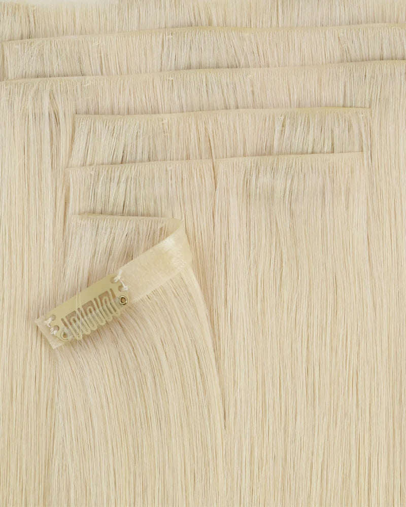 Injection Clip-Ins – Invisible PU Base, 7PCS Human Hair Extensions for Thin or Fine Hair, Seamless Natural Blend
