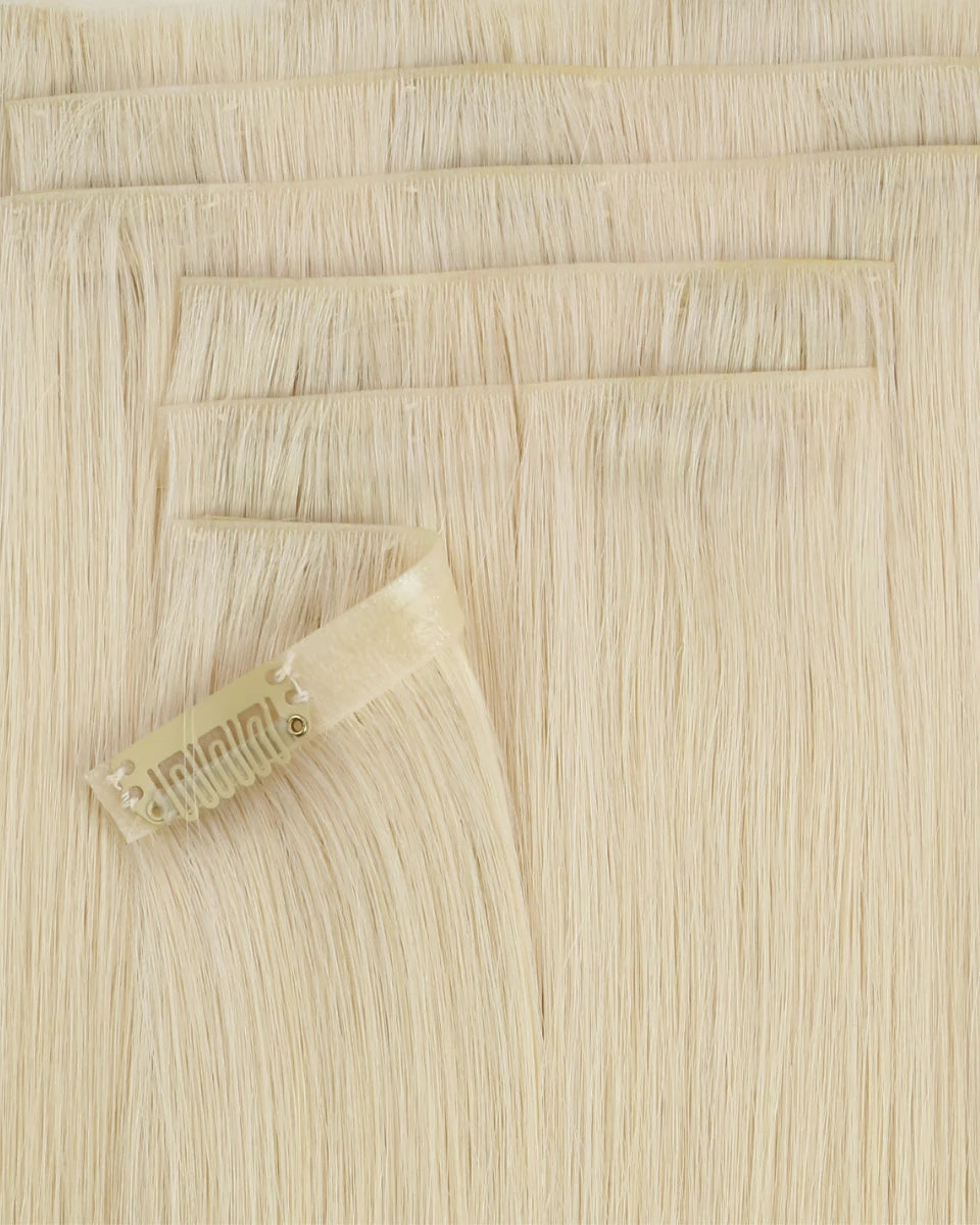 Injection Clip-Ins – Invisible PU Base, 7PCS Human Hair Extensions for Thin or Fine Hair, Seamless Natural Blend