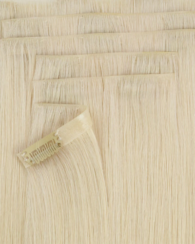 Injection Clip-Ins – Invisible PU Base, 7PCS Human Hair Extensions for Thin or Fine Hair, Seamless Natural Blend