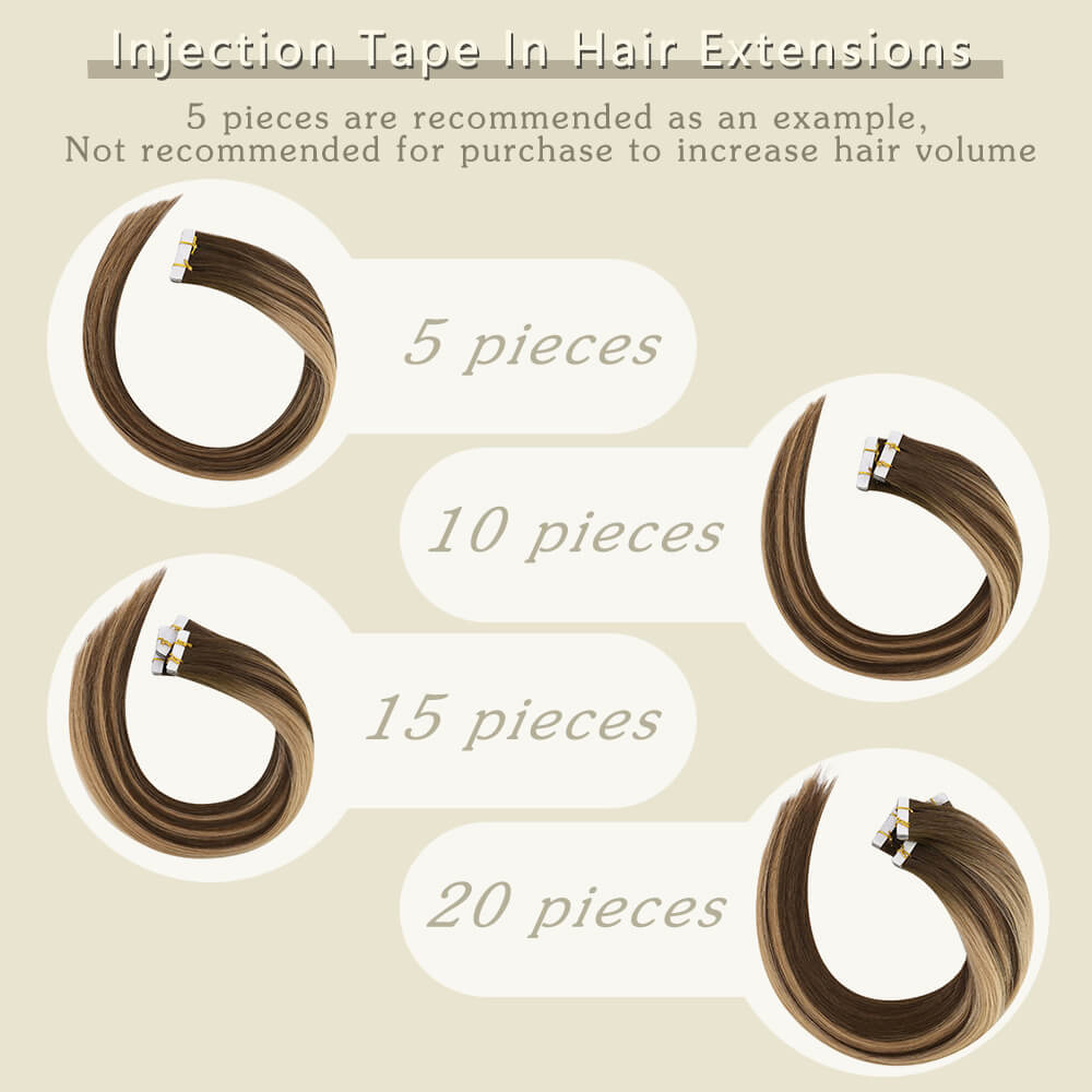 Invisible Seamless Injected Medium Brown Virgin Tape in Hair extensions (#4)