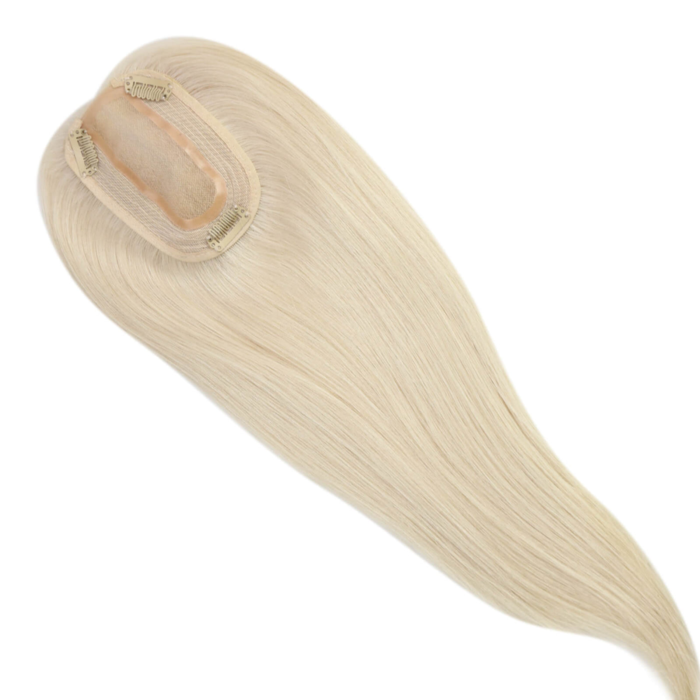 virgin hair topper blonde hair-Natural part light blonde topper for hair volume