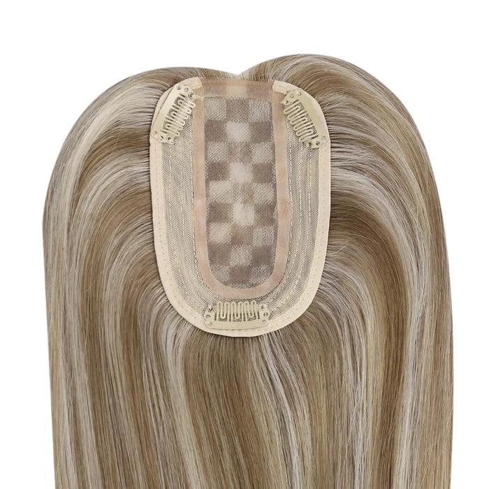 Monofilament 3x5 virgin topper for realistic scalp look