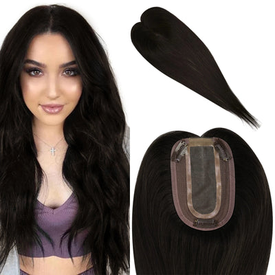 Natural #1B hair topper for women with thinning hair