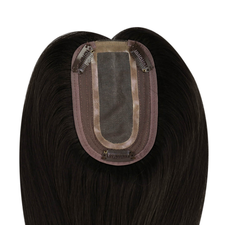 hair toppers for women-Seamless blend topper in dark black-brown tone