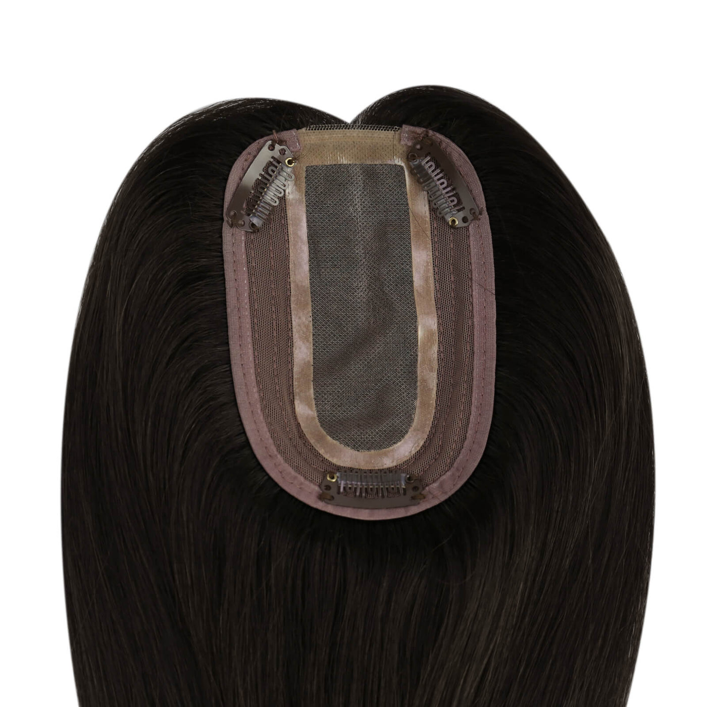 hair toppers for women-Seamless blend topper in dark black-brown tone