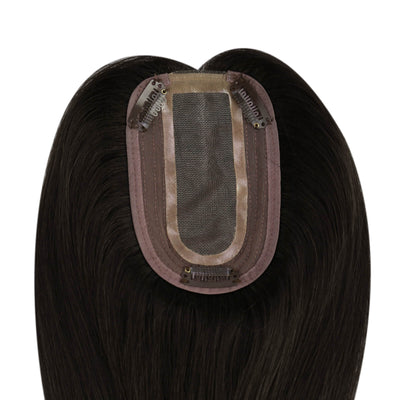 hair toppers for women-Seamless blend topper in dark black-brown tone