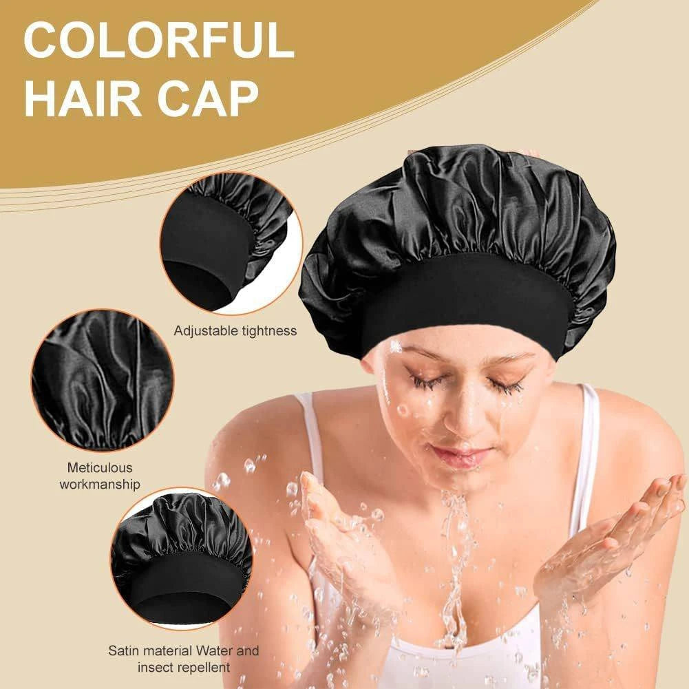 Satin-like sleep turban to prevent hair damage during sleep.