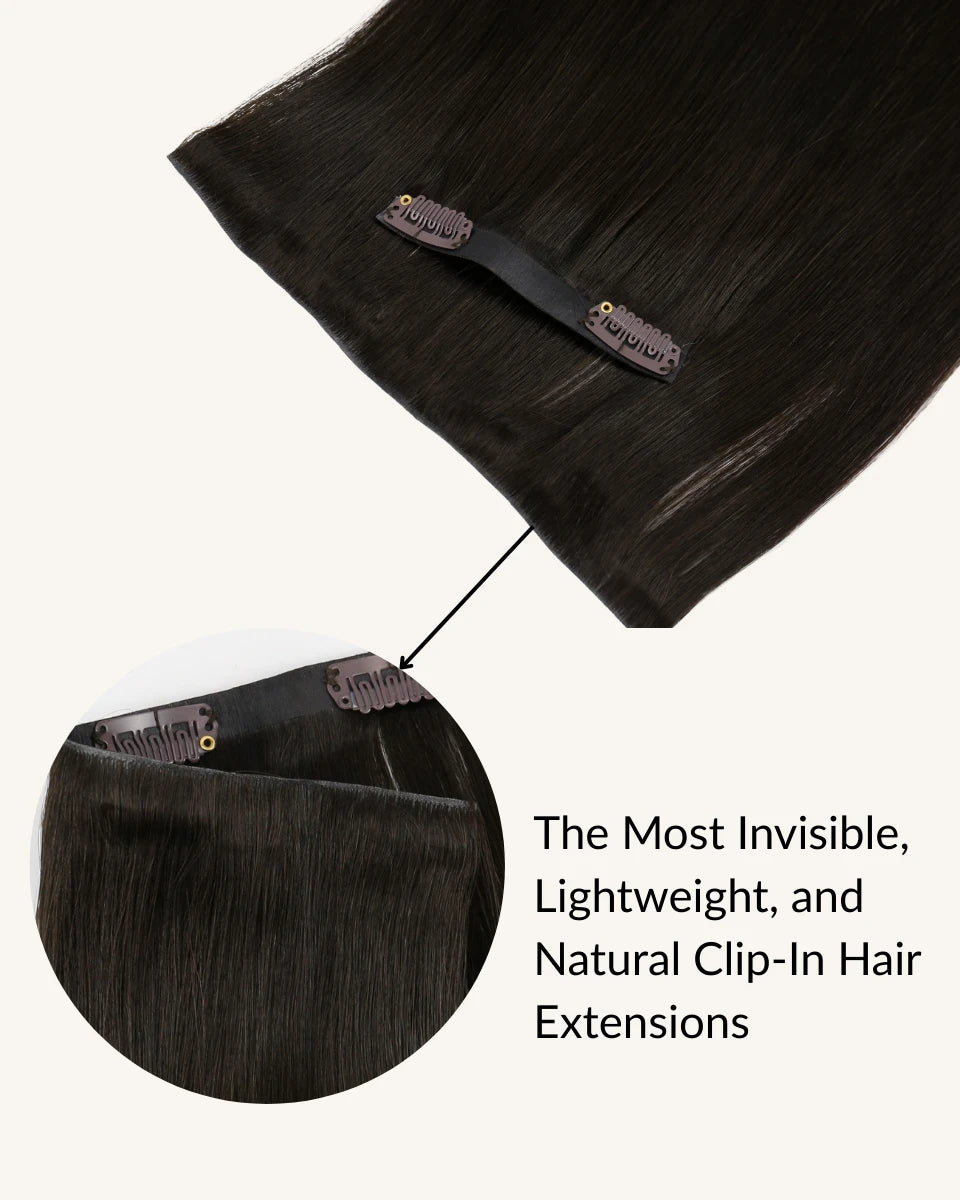Invisible clip-in hair extensions 100% human hair